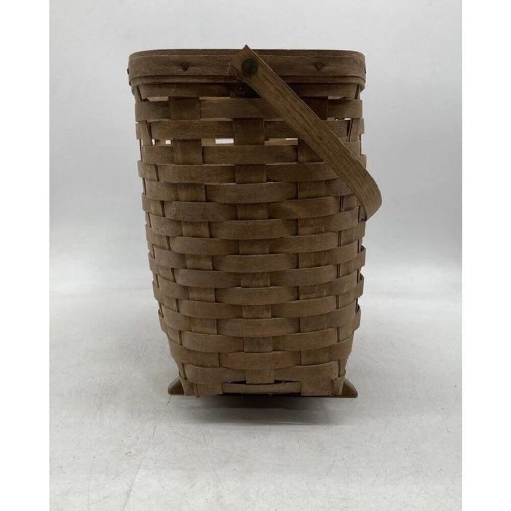 Vintage Longaberger LARGE FOOTED BASKET Magazine Storage Handwoven Wood 1983 - Picture 7 of 7
